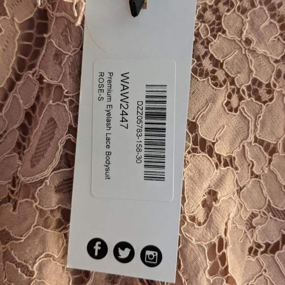 NWT Boohoo Premium Eyelash Lace Bodysuit Rose, Small - Picture 3 of 5